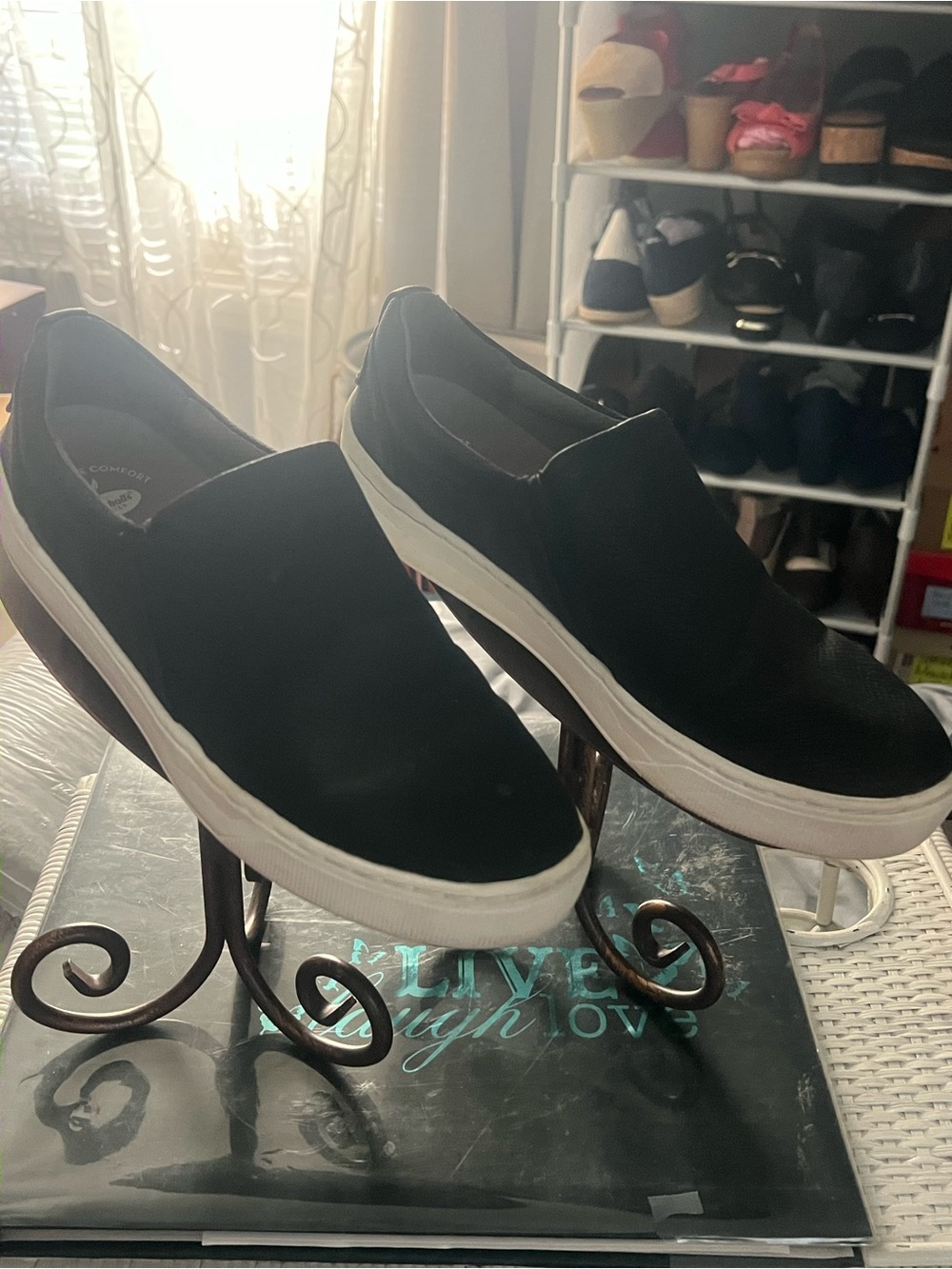 Dr. Scholl's Black Slip-On Sneakers with White Soles